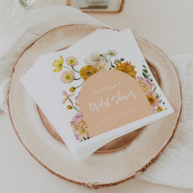 Peach Floral Arch Bridal Shower Napkin (Creator Uploaded)