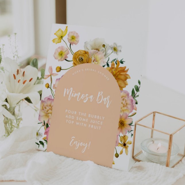 Peach Floral Arch Mimosa Bar Sign (Creator Uploaded)