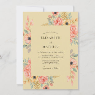 Peach Floral Arrangement Wedding Invitation