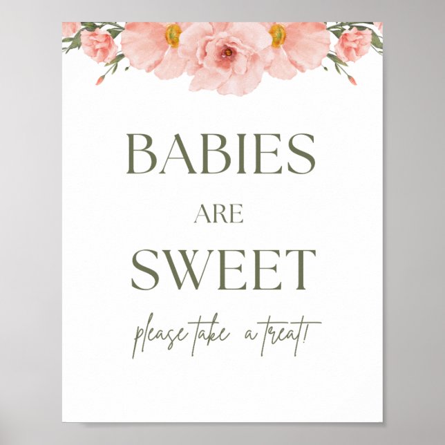 Peach Floral Baby Shower Babies Are Sweet Poster (Front)