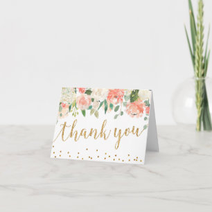Peach Floral Baby Shower Thank You Card