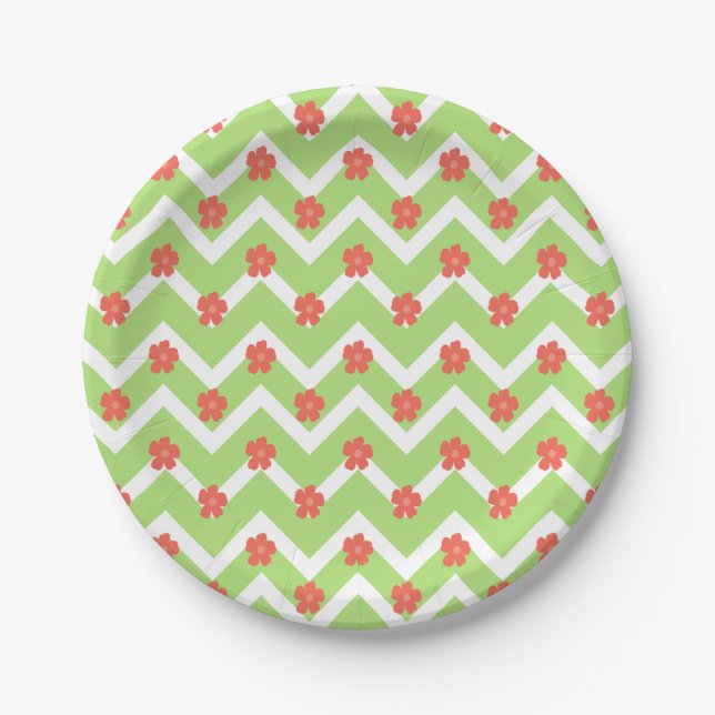 Peach Floral Bedspread Paper Plate (Front)