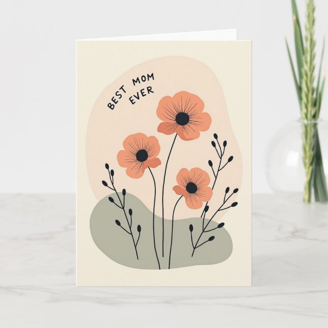 Peach Floral Best Mum Ever Card (Front)