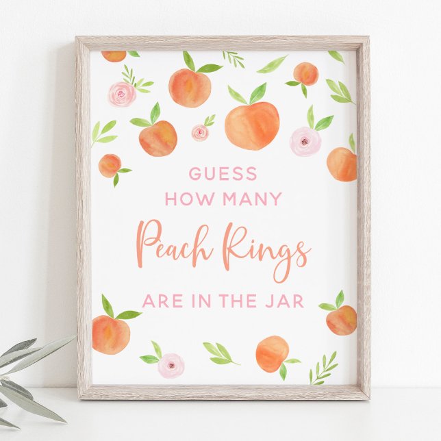 Peach Floral Birthday Guess How Many Game Poster (Creator Uploaded)