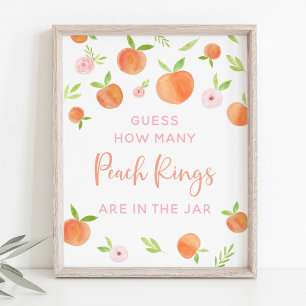Peach Floral Birthday Guess How Many Game Poster