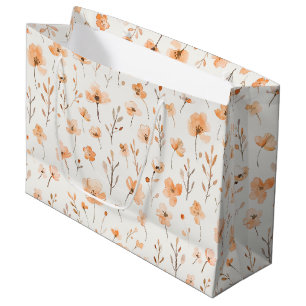 Peach Floral Birthday Large Gift Bag