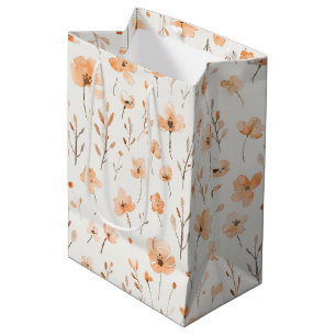 Peach Floral Birthday Medium Gift Bag
