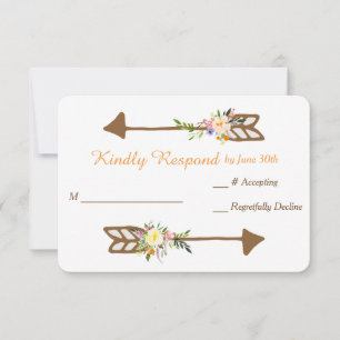 Peach Floral Bouquet Wedding RSVP Card