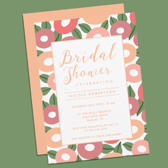 Peach Floral Bridal Shower Invitation  (Creator Uploaded)