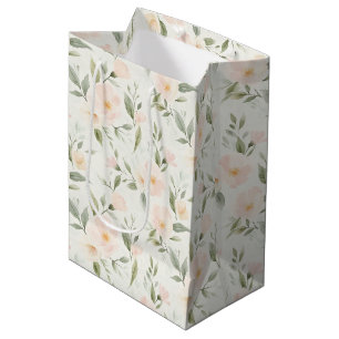 Peach Floral Bridal Shower Medium Gift Bag