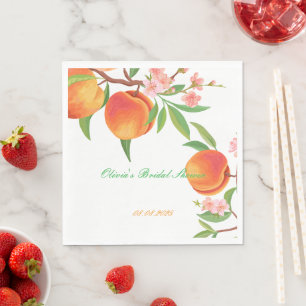 PEACH FLORAL BRIDAL SHOWER NAPKIN