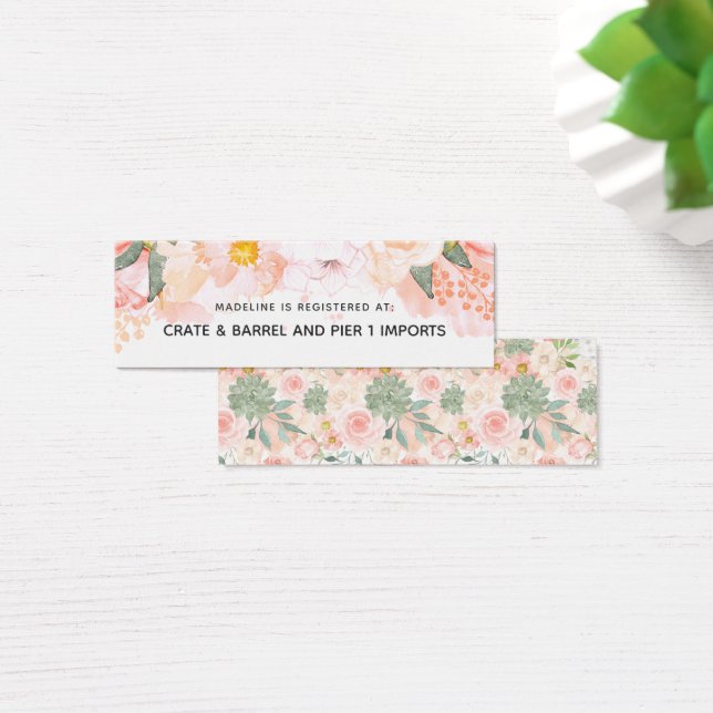 Peach Floral Bridal Shower Registry Insert Card (Desk)