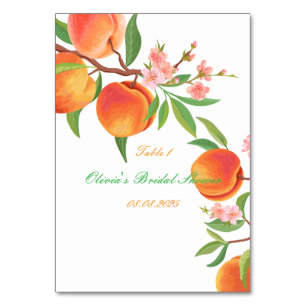 PEACH FLORAL BRIDAL SHOWER TABLE NUMBER