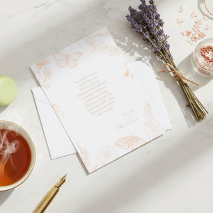 Peach Floral Butterfly Birthday  Thank You Card