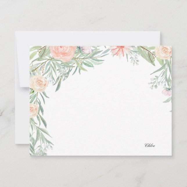 Peach Floral Canopy | Personalised Stationery Note Card (Front)