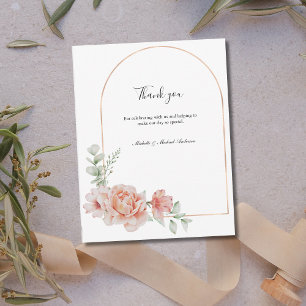 Peach Floral Classic Formal Wedding Thank you Card