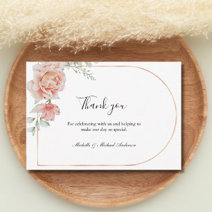 Peach Floral Classic Formal Wedding Thank you Card