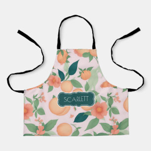 Peach Floral Colourful Personalised Pattern Apron