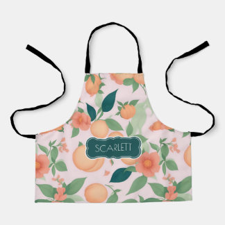 Peach Floral Colourful Personalised Pattern Apron