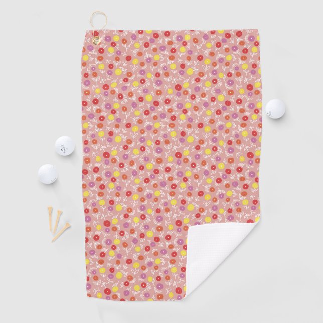 Peach Floral Ditsy Golf Towel (InSitu)