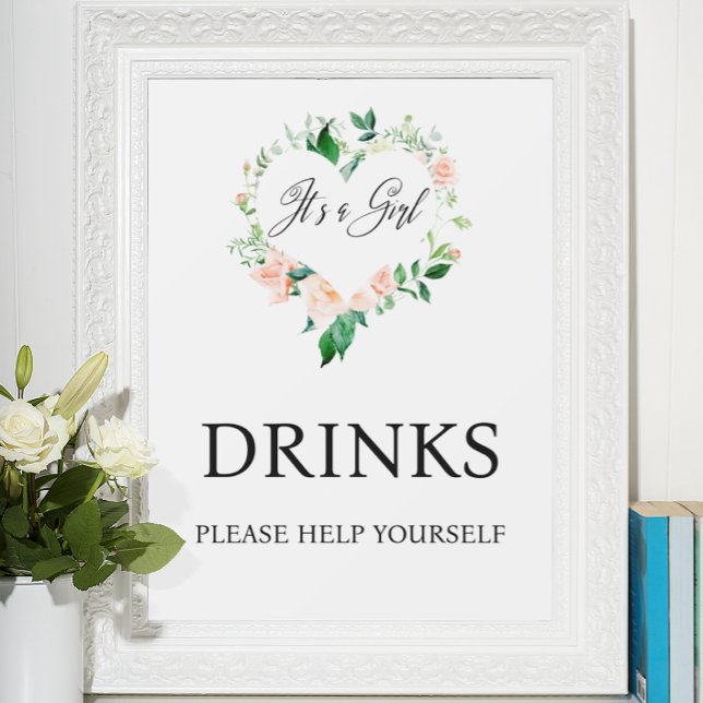 Peach Floral Drinks Baby Shower  Poster (Creator Uploaded)