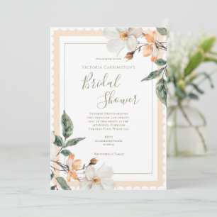 Peach Floral Elegant Bridal Shower Invitation
