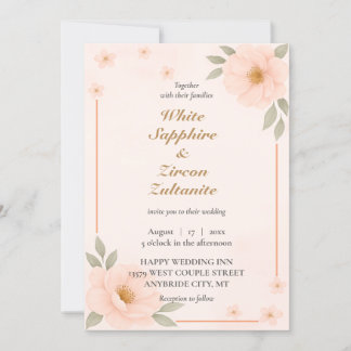 Peach Floral Elegant Wedding Invitation