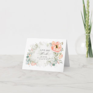 Peach Floral Elegant Wedding Thank You