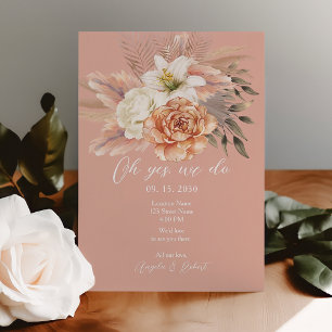 Peach Floral Elopement Wedding Reception Invitation