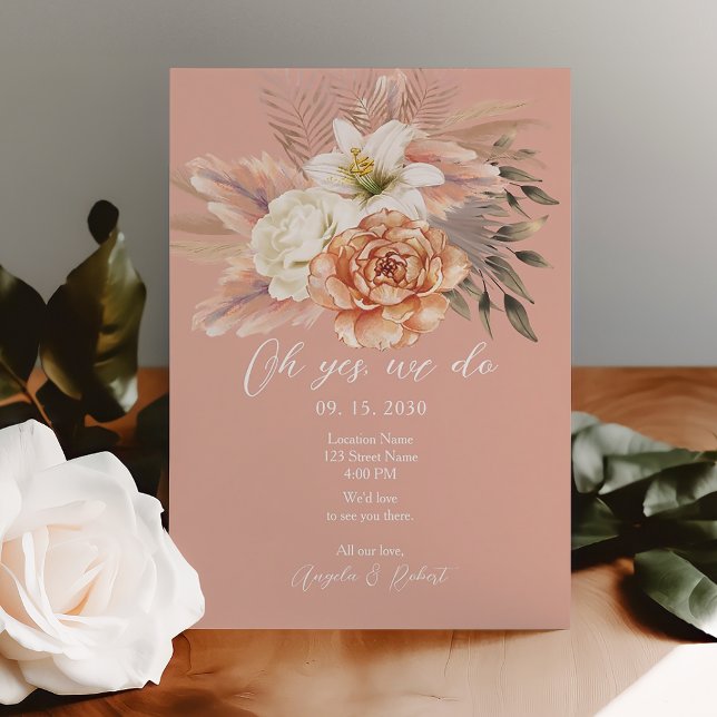Peach Floral Elopement Wedding Reception  Invitation (Creator Uploaded)