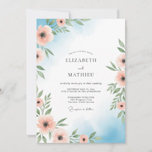 Peach Floral Ethereal Wedding Invitation
