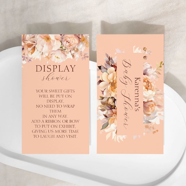 Peach Floral Fall Baby Shower Display Shower Enclosure Card (Creator Uploaded)