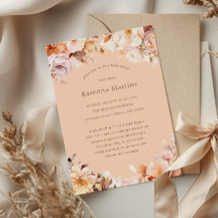 Peach Floral Fall Gender Neutral Baby Shower Invitation