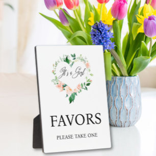 Peach Floral Favours Baby Shower Plaque