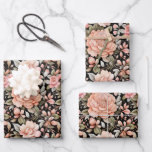 Peach Floral Flower Birthday Wedding Bridal Shower Wrapping Paper Sheet<br><div class="desc">Pretty peach flowers with greenery on these wrapping paper sheets. Three sheets to a set.</div>