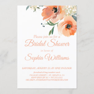 Peach Floral Garden Bridal Shower Invitation