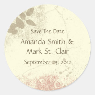 Peach Floral Garden Save The Date Sticker