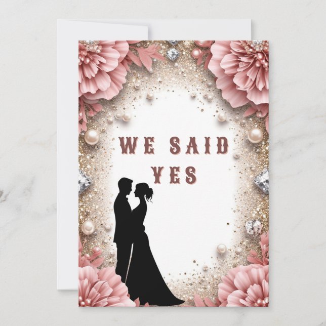 🌸 Peach Floral Gold Wedding Spring Theme 💖 Invitation (Front)