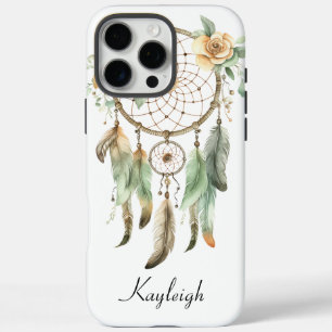 Peach Floral Green Dream Catcher   iPhone 16 Pro Max Case