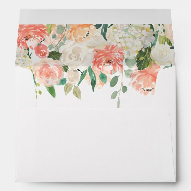 peach floral greenery lined invitation envelopes (Back (Bottom))