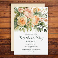 Peach Floral Greenery Mother's Day Brunch