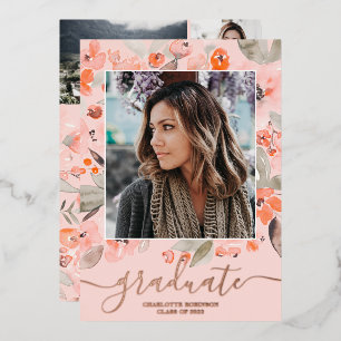 Peach floral greenery script 3 photos graduation
