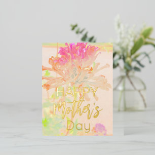 Peach Floral Impressionist Mother's Day Foil Holiday Postcard
