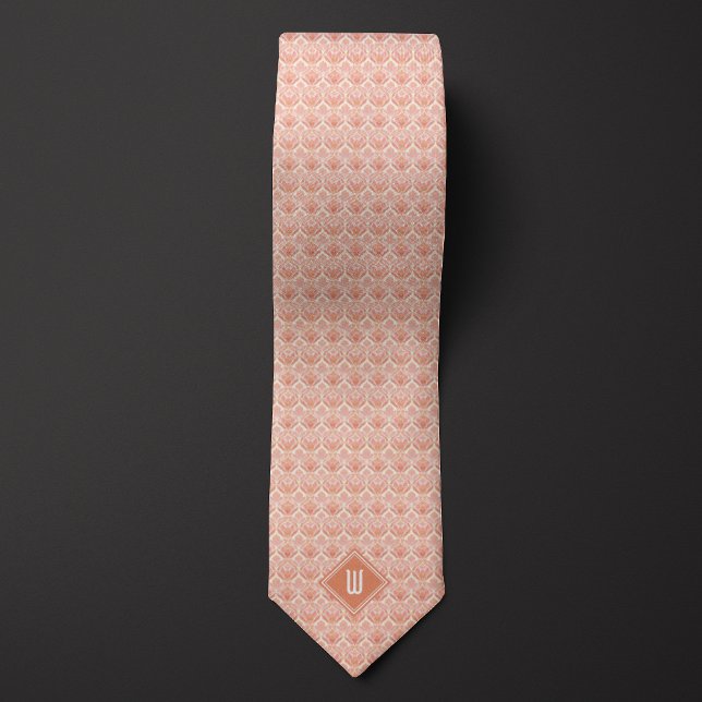 Peach Floral Inspired Monogram Tie (Creator Uploaded)