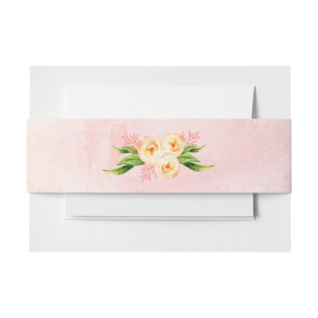 Peach Floral Invitation Belly Band (Front Example)