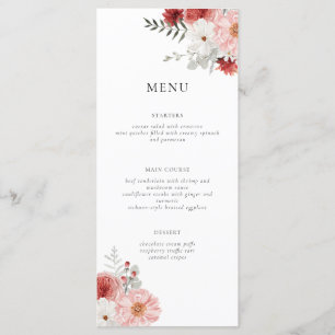 Peach Floral Menu Card