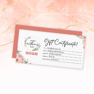 Peach Floral Mother's Day Gift Certificate