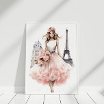 Peach Floral Paris Fashion Portrait Poster<br><div class="desc">This Peach Floral Paris Fashion Portrait Poster is a great wall art for romantic fashion and flower lovers.</div>