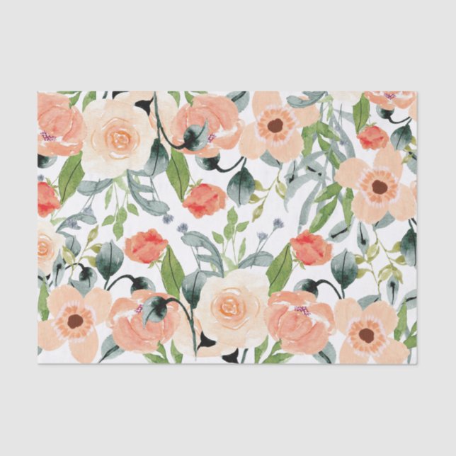 Peach Floral Pattern Tissue Paper (Front)