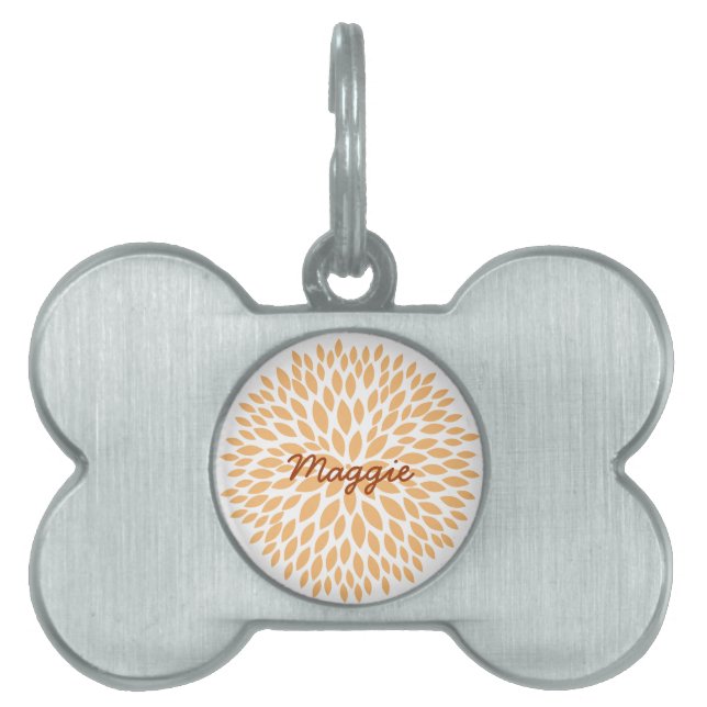 Peach Floral Pet Name Tag (Front)